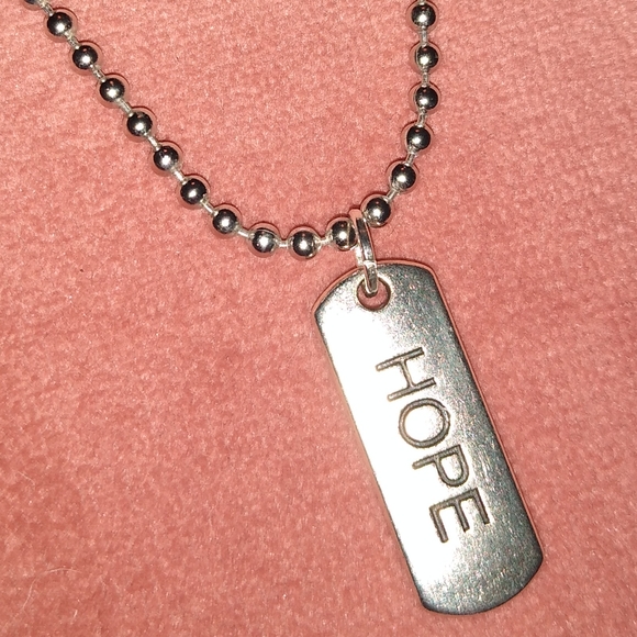 Hope Word Charm Necklace Mini Dog Tag Any Length Silver Handmade Choker - Picture 3 of 8